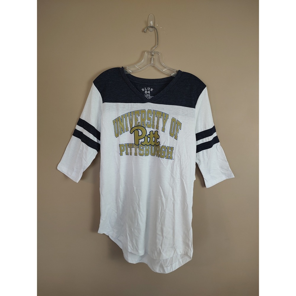 Blue 84 University of Pittsburgh Pitt Panthers V-Neck 3/4 Sleeve Shirt Large NEW - Picture 2 of 8